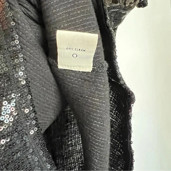 Max Studio Sequined Black Bouse Top Size Medium Short Sleeve - Picture 6 of 7